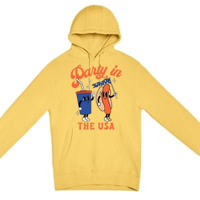 Party In The USA Shirt Hot Dog Lover Usa Funny 4th Of July Premium Pullover Hoodie