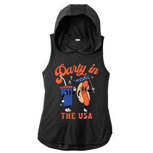 Party In The USA Shirt Hot Dog Lover Usa Funny 4th Of July Ladies PosiCharge Tri-Blend Wicking Draft Hoodie Tank