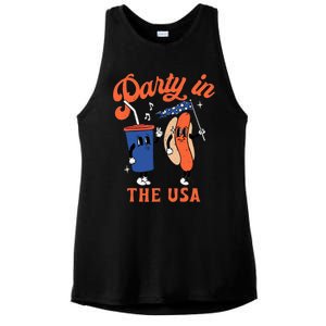 Party In The USA Shirt Hot Dog Lover Usa Funny 4th Of July Ladies PosiCharge Tri-Blend Wicking Tank