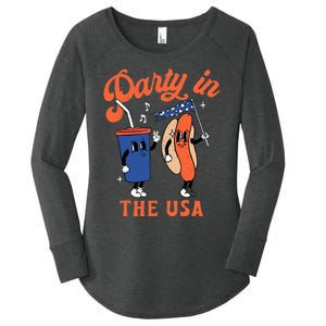 Party In The USA Shirt Hot Dog Lover Usa Funny 4th Of July Women's Perfect Tri Tunic Long Sleeve Shirt