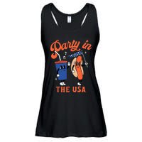 Party In The USA Shirt Hot Dog Lover Usa Funny 4th Of July Ladies Essential Flowy Tank