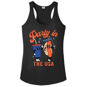 Party In The USA Shirt Hot Dog Lover Usa Funny 4th Of July Ladies PosiCharge Competitor Racerback Tank