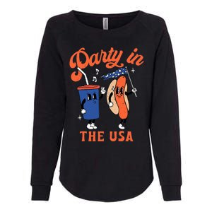 Party In The USA Shirt Hot Dog Lover Usa Funny 4th Of July Womens California Wash Sweatshirt