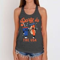 Party In The USA Shirt Hot Dog Lover Usa Funny 4th Of July Women's Knotted Racerback Tank