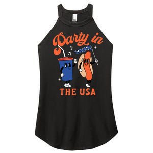 Party In The USA Shirt Hot Dog Lover Usa Funny 4th Of July Women's Perfect Tri Rocker Tank