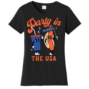 Party In The USA Shirt Hot Dog Lover Usa Funny 4th Of July Women's T-Shirt