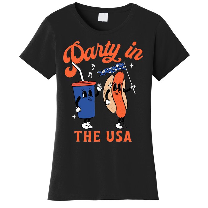 Party In The USA Shirt Hot Dog Lover Usa Funny 4th Of July Women's T-Shirt