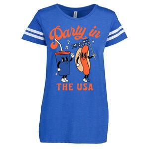 Party In The USA Shirt Hot Dog Lover Usa Funny 4th Of July Enza Ladies Jersey Football T-Shirt