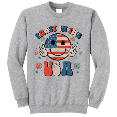 Party In The Usa 4th Of July Preppy Smile Tall Sweatshirt