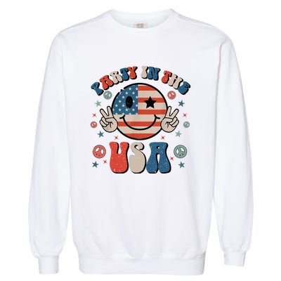 Party In The Usa 4th Of July Preppy Smile Garment-Dyed Sweatshirt