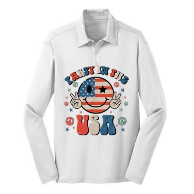 Party In The Usa 4th Of July Preppy Smile Silk Touch Performance Long Sleeve Polo