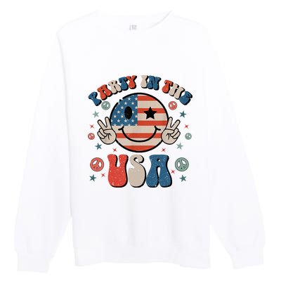 Party In The Usa 4th Of July Preppy Smile Premium Crewneck Sweatshirt