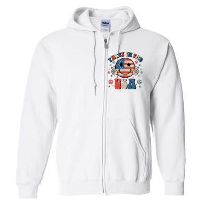 Party In The Usa 4th Of July Preppy Smile Full Zip Hoodie