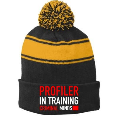 Profiler In Training Stripe Pom Pom Beanie