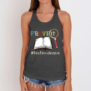 Prove It Text Evidence Reading Teacher Women's Knotted Racerback Tank