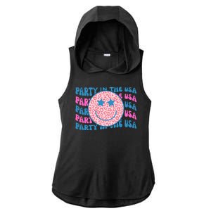 Party In The Usa Retro Smile Groovy Ladies PosiCharge Tri-Blend Wicking Draft Hoodie Tank