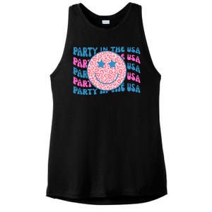 Party In The Usa Retro Smile Groovy Ladies PosiCharge Tri-Blend Wicking Tank