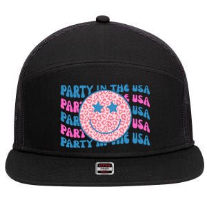 Party In The Usa Retro Smile Groovy 7 Panel Mesh Trucker Snapback Hat