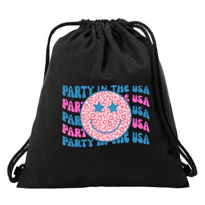 Party In The Usa Retro Smile Groovy Drawstring Bag