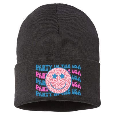 Party In The Usa Retro Smile Groovy Sustainable Knit Beanie