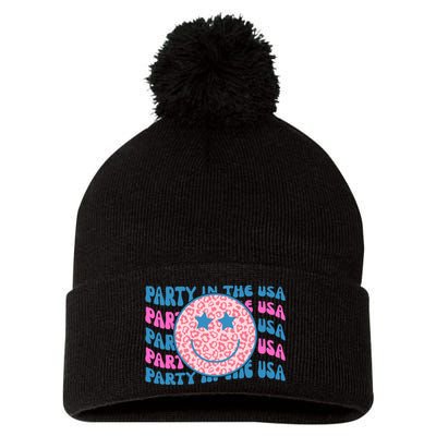 Party In The Usa Retro Smile Groovy Pom Pom 12in Knit Beanie