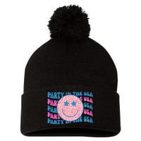 Party In The Usa Retro Smile Groovy Pom Pom 12in Knit Beanie