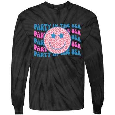 Party In The Usa Retro Smile Groovy Tie-Dye Long Sleeve Shirt