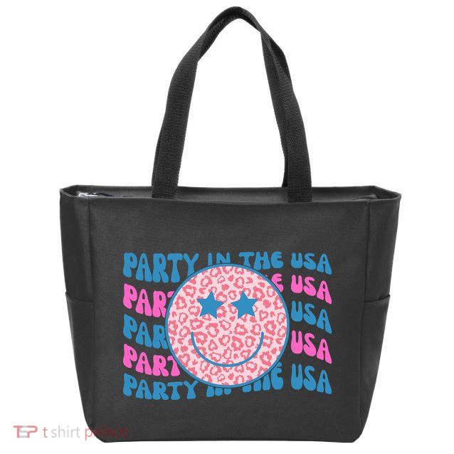 Party In The Usa Retro Smile Groovy Zip Tote Bag
