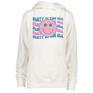 Party In The Usa Retro Smile Groovy Womens Funnel Neck Pullover Hood