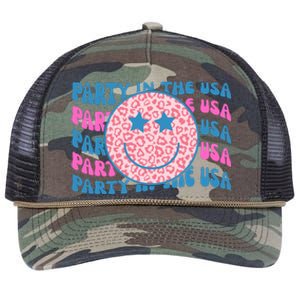 Party In The Usa Retro Smile Groovy Retro Rope Trucker Hat Cap