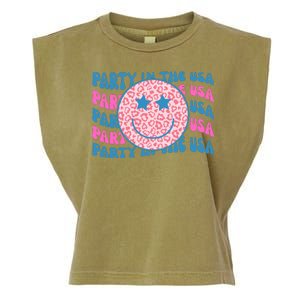 Party In The Usa Retro Smile Groovy Garment-Dyed Women's Muscle Tee