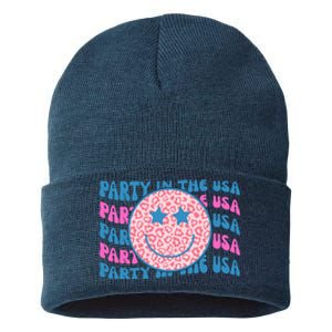 Party In The Usa Retro Smile Groovy Sustainable Knit Beanie