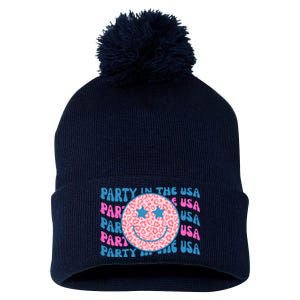 Party In The Usa Retro Smile Groovy Pom Pom 12in Knit Beanie