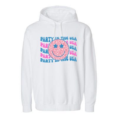 Party In The Usa Retro Smile Groovy Garment-Dyed Fleece Hoodie