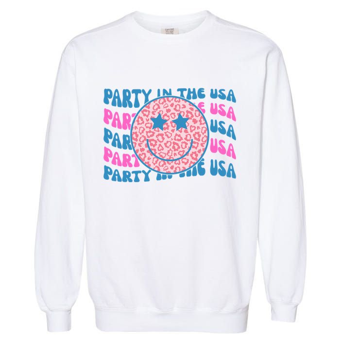 Party In The Usa Retro Smile Groovy Garment-Dyed Sweatshirt