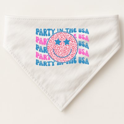 Party In The Usa Retro Smile Groovy USA-Made Doggie Bandana