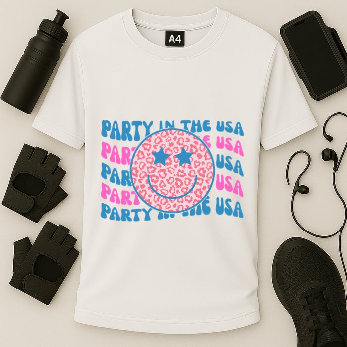 Party In The Usa Retro Smile Groovy Performance Shirt