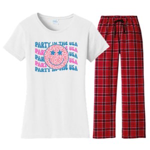 Party In The Usa Retro Smile Groovy Women's Flannel Pajama Set