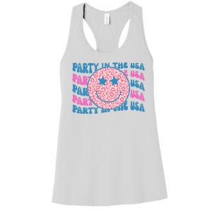 Party In The Usa Retro Smile Groovy Women's Racerback Tank