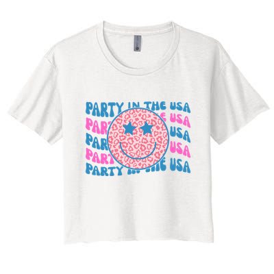 Party In The Usa Retro Smile Groovy Crop Top