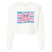 Party In The Usa Retro Smile Groovy Cropped Pullover Crew