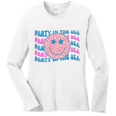 Party In The Usa Retro Smile Groovy Ladies Long Sleeve Shirt