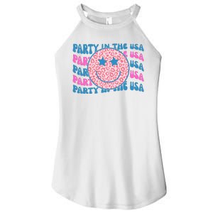 Party In The Usa Retro Smile Groovy Women's Perfect Tri Rocker Tank