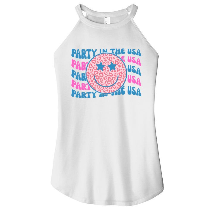 Party In The Usa Retro Smile Groovy Women's Perfect Tri Rocker Tank