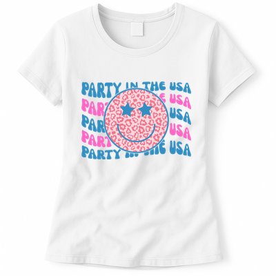 Party In The Usa Retro Smile Groovy Womens T-Shirt