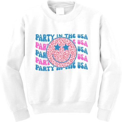 Party In The Usa Retro Smile Groovy Kids Sweatshirt