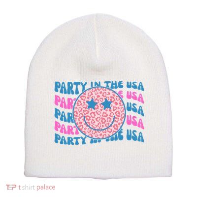 Party In The Usa Retro Smile Groovy Short Acrylic Beanie