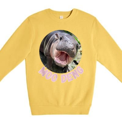 Pig In Thai Hippopotamus Cute Baby Hippo Moo Deng Bouncy Gift Premium Crewneck Sweatshirt