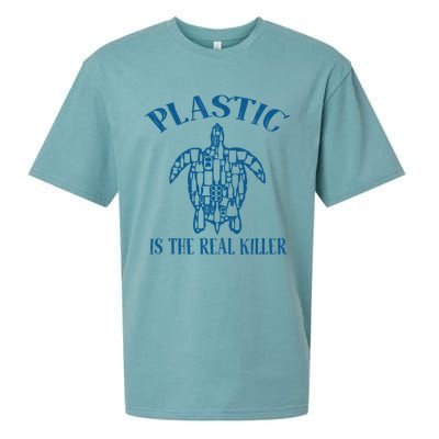 Plastic Is The Real Killer Turtle Lovers Protect Ocean Gift Sueded Cloud Jersey T-Shirt