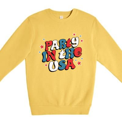 Party In The Usa Retro Patriotic Distressed Gift Premium Crewneck Sweatshirt